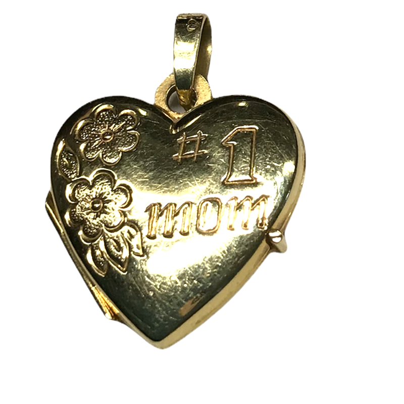 14k Yellow Gold Heart Locket Pendant .78"